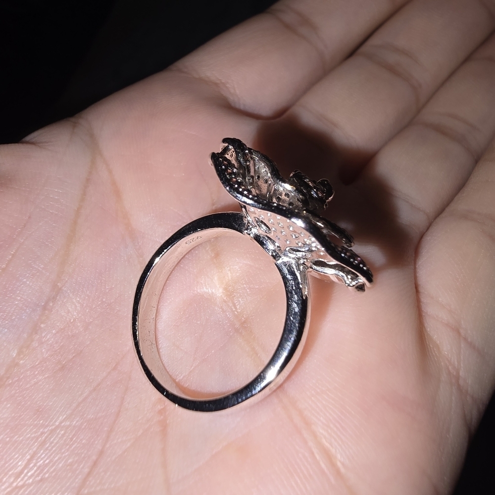 Sale Fine Jewelry Chocolate Pave Flower Ring Size: 8.5 Retail$825 - Picture 11 of 13